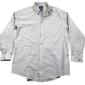 Stafford Mens Shirt Size 18 36-37 Wrinkle-Free Oxford Fitted Gray Cotton/Polyest